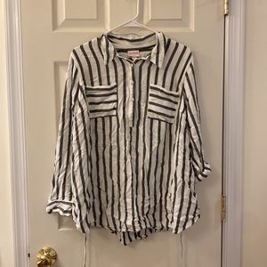 Maternity - Isabel Maternity Striped Long Sleeve Shirt -  Size XL